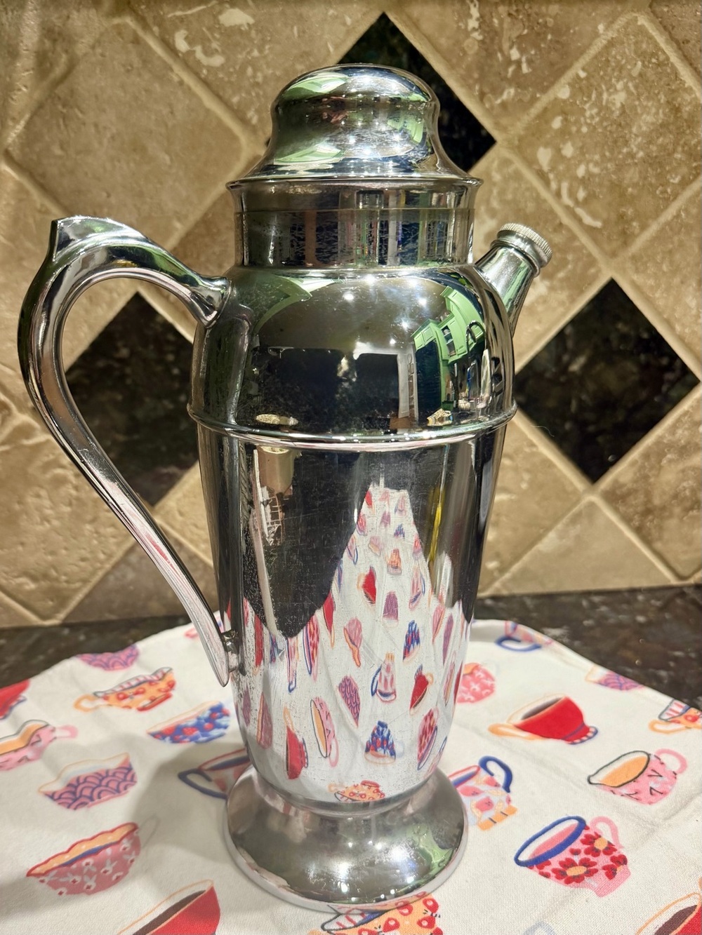 Mid-Century shiny Silver Cocktail Shaker Pitcher - be fancy!